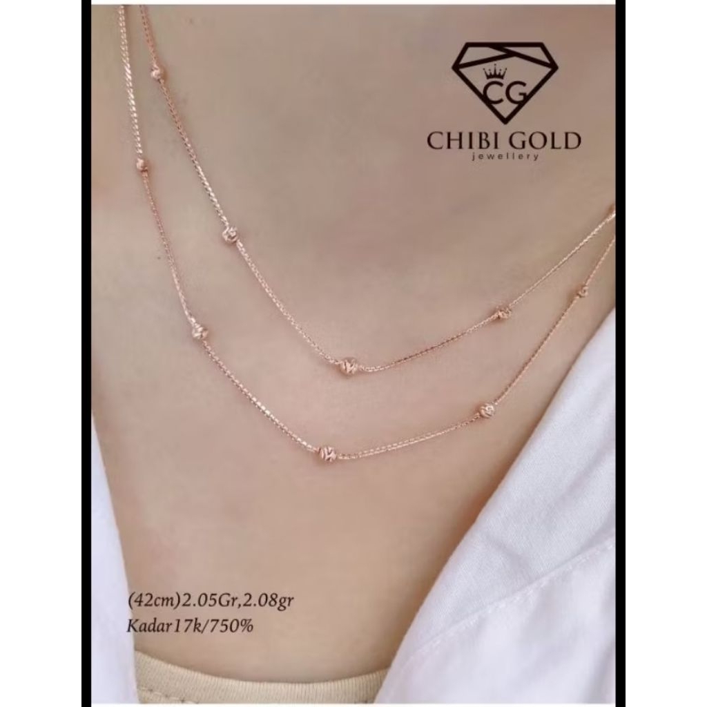CHIBIGOLD - Kalung emas  jedar  black gold  & rose gold emas 750 kadar 17k - CHIBI gold