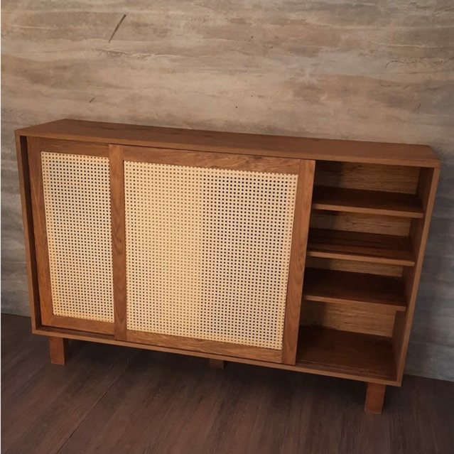 LEMARI SEPATU JATI TUA ROTAN- CUSTOM P120xL45xT100