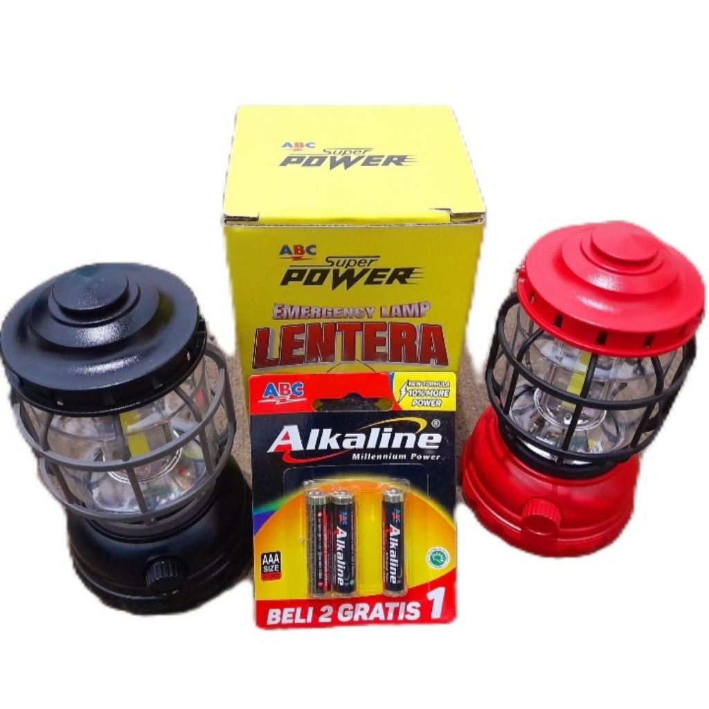Emergency lamp / Lampu Lentera LED [1 pcs] + Baterai ABC Alkaline AAA [3 pcs] Cahaya Terang