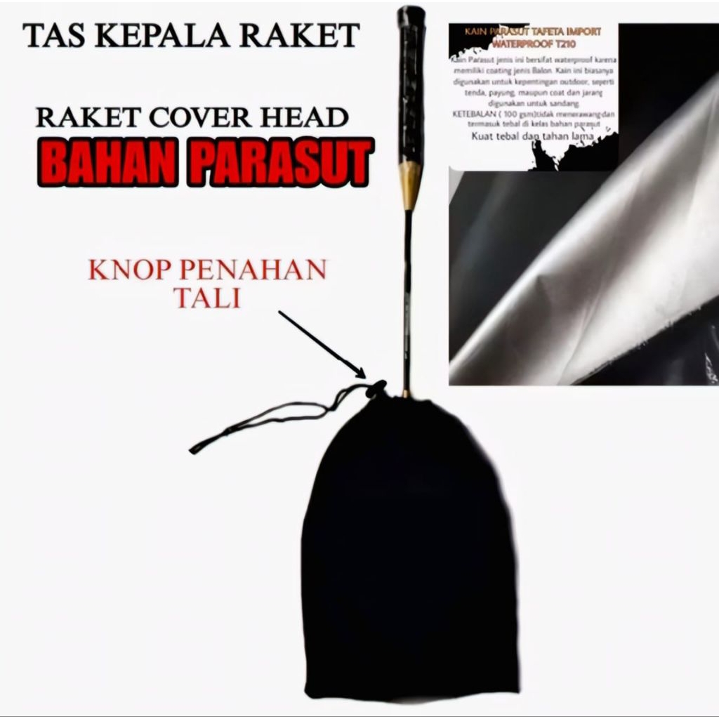 TAS/SARUNG KEPALA RAKET BADMINTON. BULU TANGKIS