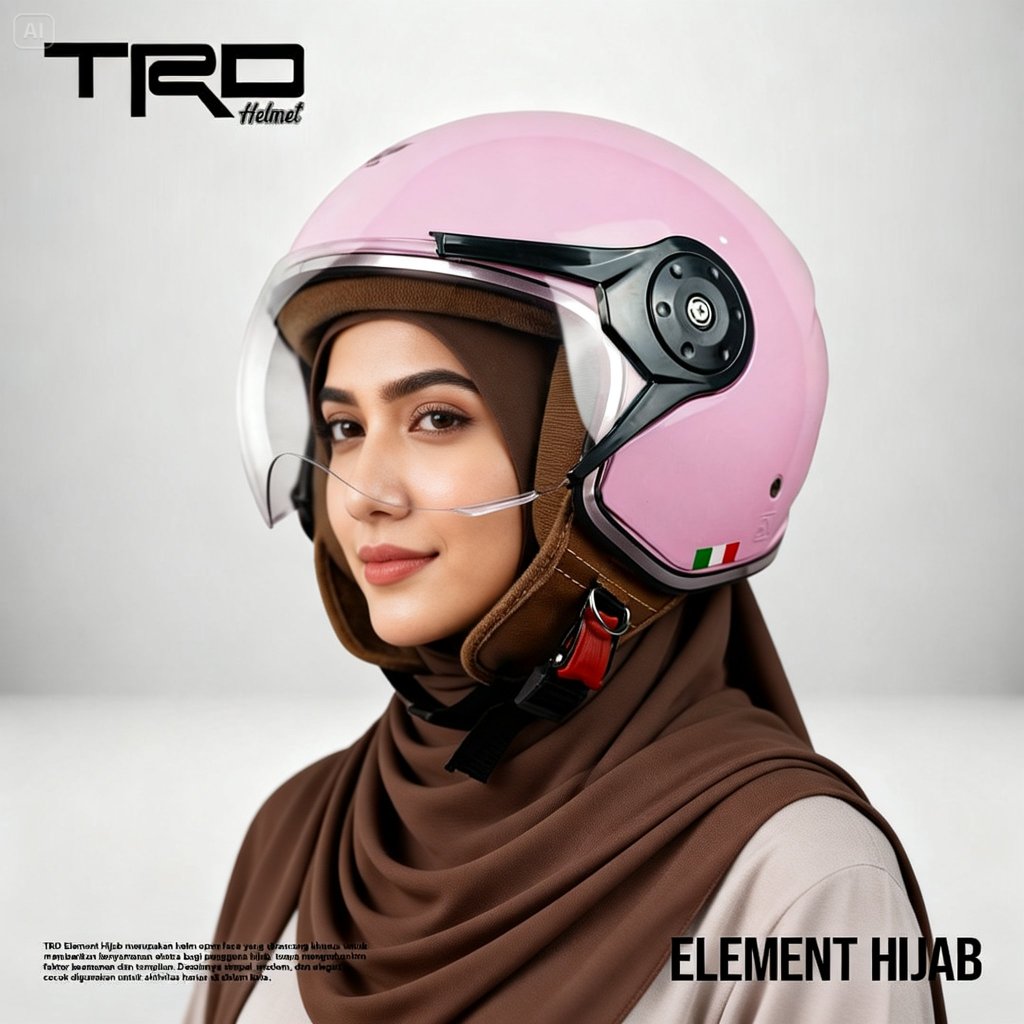 Helm Bogo Hijab Wanita - Helm TRD ELEMENT  - Helm Harian Wanita SNI Kualitas Premium