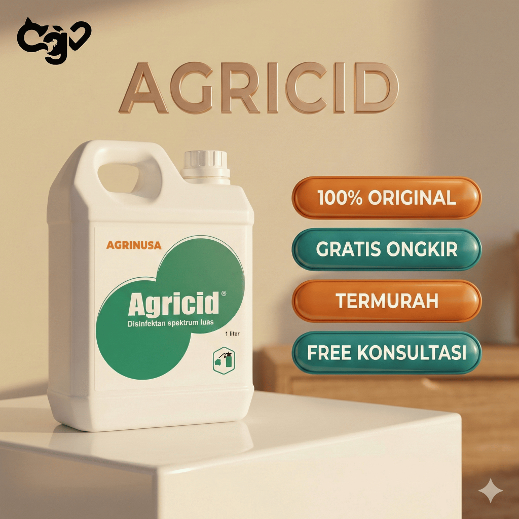 AGRICID 1 Liter Agrinusa Desinfektan Spektrum Luas Kandang & Sterilisasi Air Minum Ternak. Obat Semp