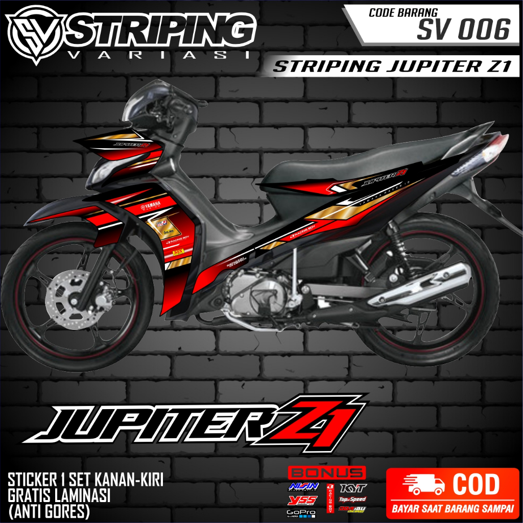 JUPITER Z1 - STRIPING JUPITER Z1 VARIASI ROAD RACE LIS RED GOLD - STICKER VARIASI JUPITER ZI [SV006]