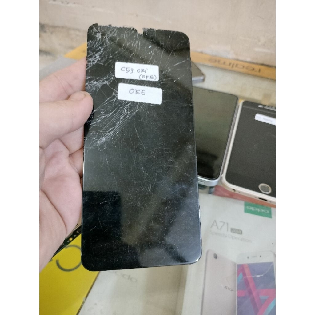 Sparepart Hp - Lcd Bekas Original Cabutan Realme C53 : Minus Pecah Kayak Di Foto