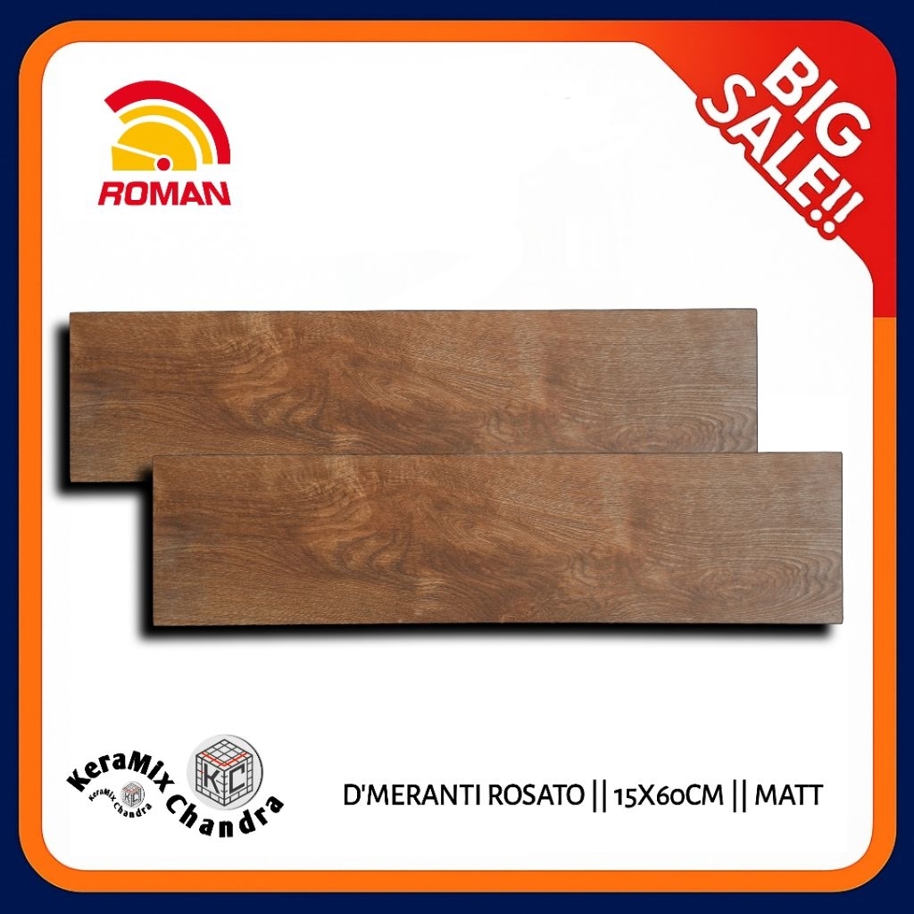 Granit Motif Kayu ROMAN Dmeranti Rosato 15x60 || Matt - Granit Kayu Aesthetic