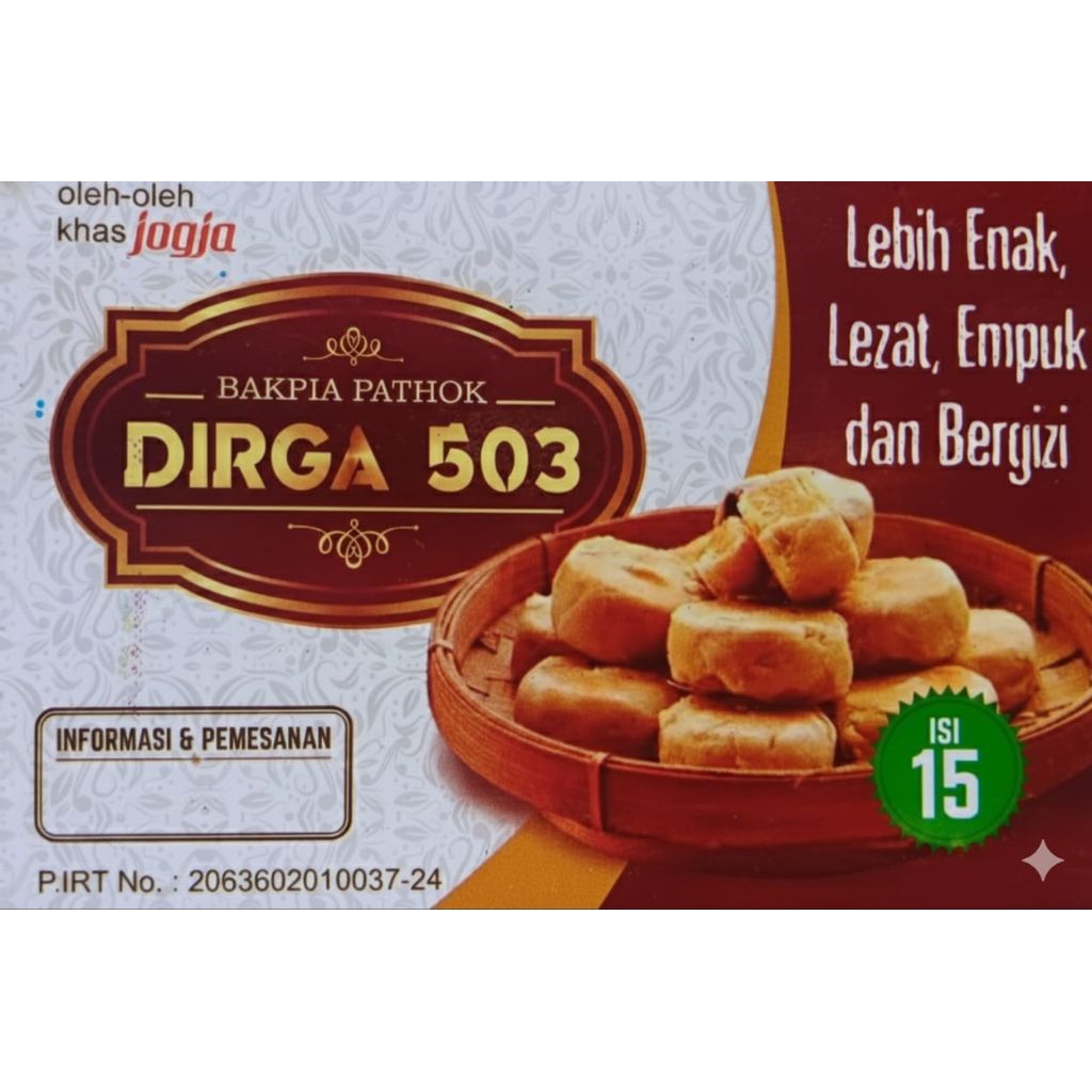 Box isi 15 biji Bakpia Pathok DIRGA 503 Bakpia Basah Vakum Khas Jogja