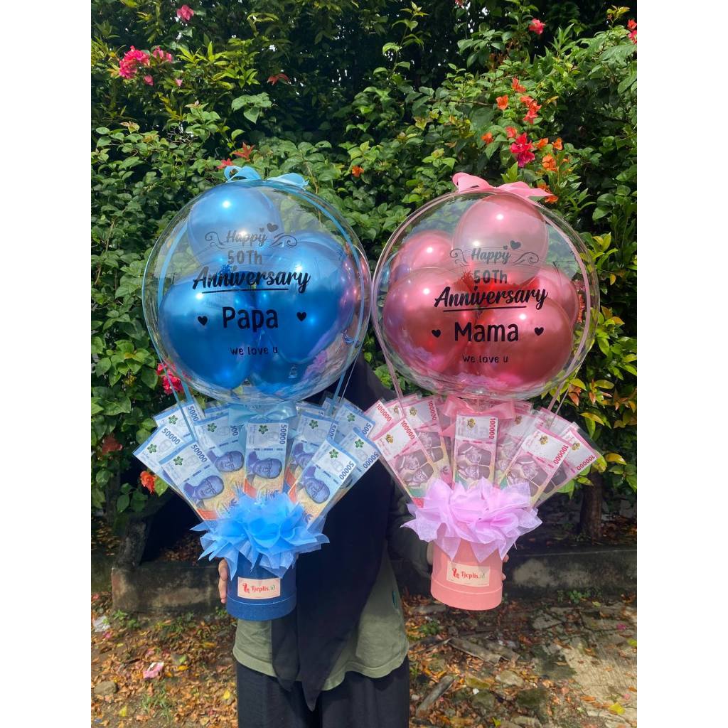 Buket Uang Kosongan Balon Bouquet Uang Bucket Uang (Isi uang sendiri)