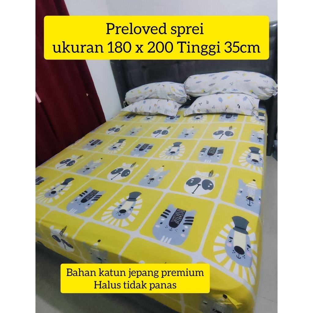 Preloved sprei katun jepang premium 180 x 200 tinggi 35cm