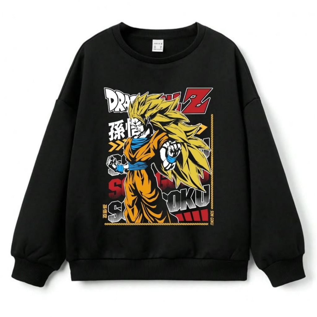Psycho Crucify "Dragon Ball Z" Crew Neck Sweater | Jaket | Sweater Hitam | Vintage