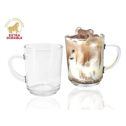 Souvenir Gelas Minum Kopi Cangkir Teh Mug Gagang Gelas Kaca Bening Polos