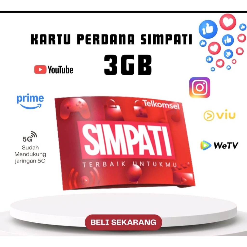 KARTU PERDANA TELKOMSEL 3GB | BYU 3GB NASIONAL |  KARTU DATA INTERNET KUOTA TSEL SIMPATI