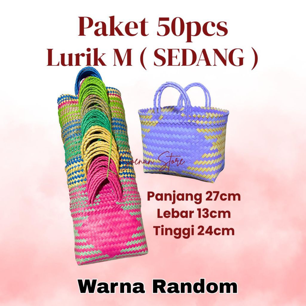PAKET 50PCS LURIK M SEDANG / tas anyaman lurik m tas hajatan tas hampers tas belanja murah