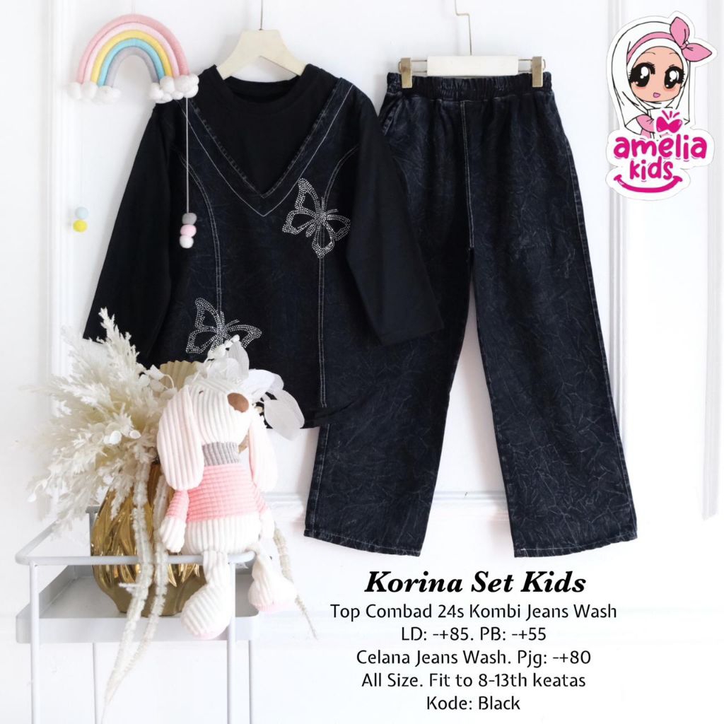 ORIGINAL AMELIA KIDS KORINA DIANDRA SETELAN CELANA JEANS ANAK PEREMPUAN