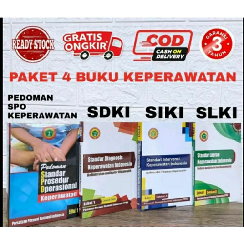 Sepaket 4 Buku Keperawatan PPNI 3S Siki, Sdki, Slki dan Spo