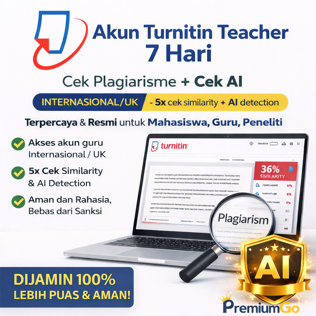 Akun Turnitin Teacher 7 Hari Cek Plagiarisme + Cek AI