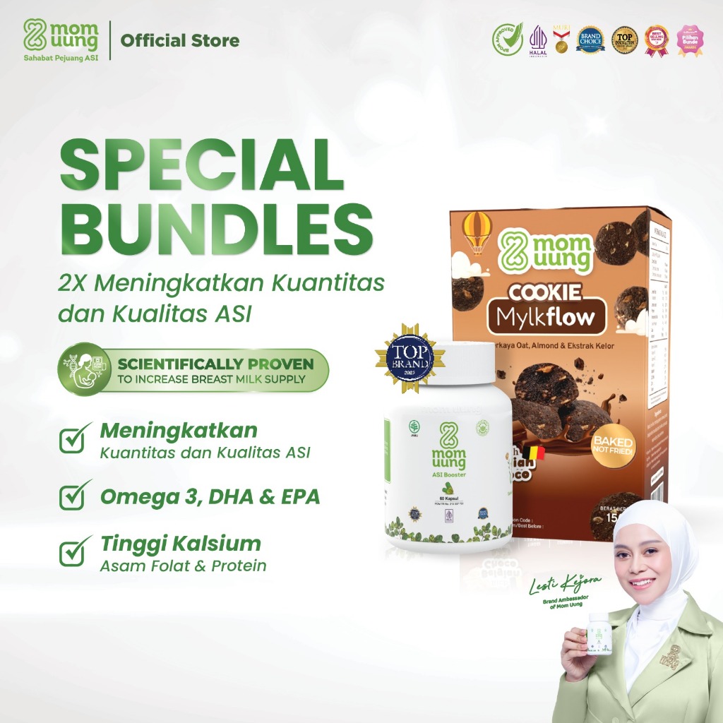 Mom Uung Special Bundle - ASI Booster 60 Kapsul & Cookie Mylkflow - Pelancar ASI Halal BPOM