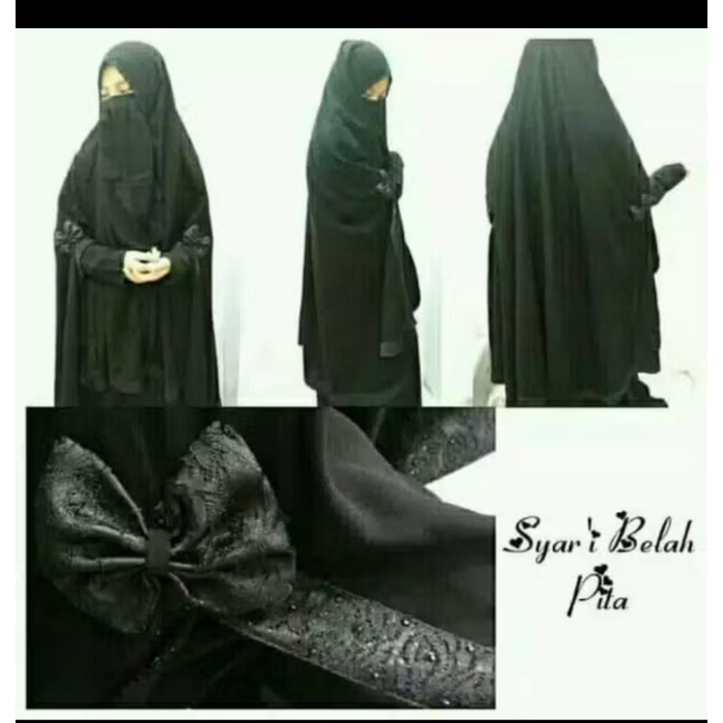 Khimar Kardigan/Khimar cardigan Syar'i Jetblack Hitam muslimah