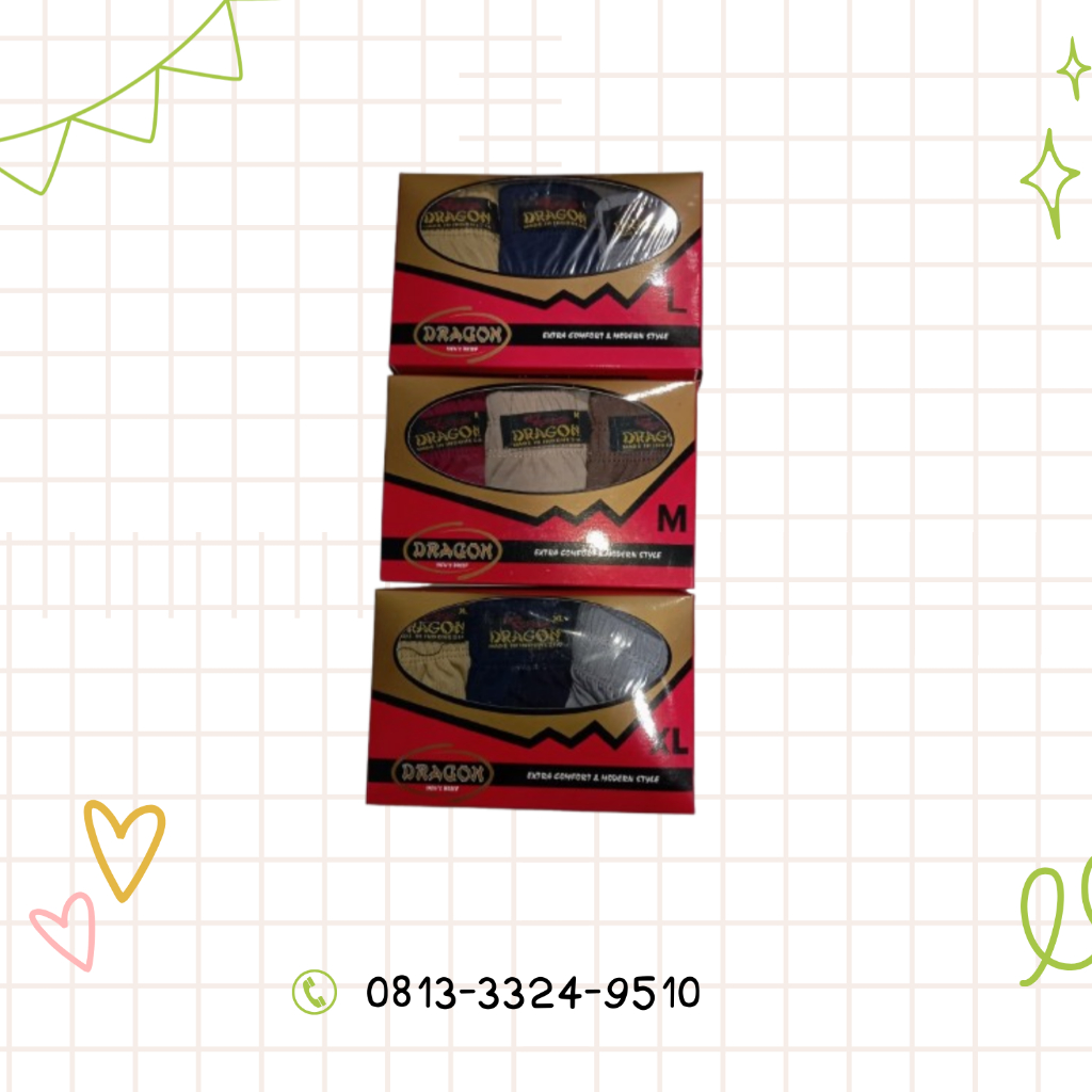 Isi 3 PCS Celana Dalam Pria Dewasa Dragon