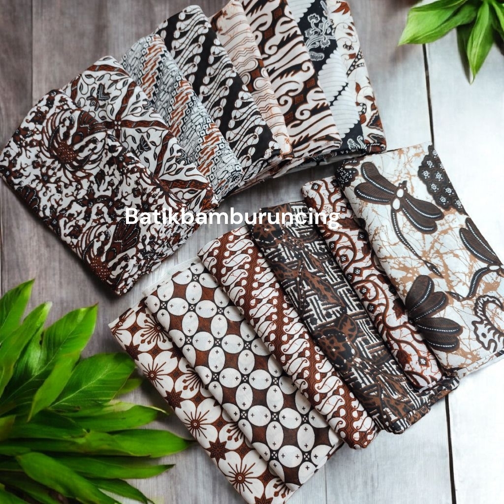 kain  batik printing katun putihan sidomukti batik putuh coklat halus adem dua meteran