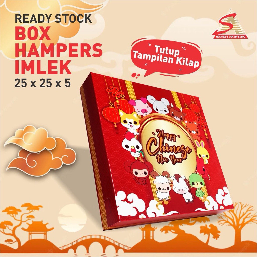 Box kue imlek CNY dos kue kering hampers imlek 4 toples bulat