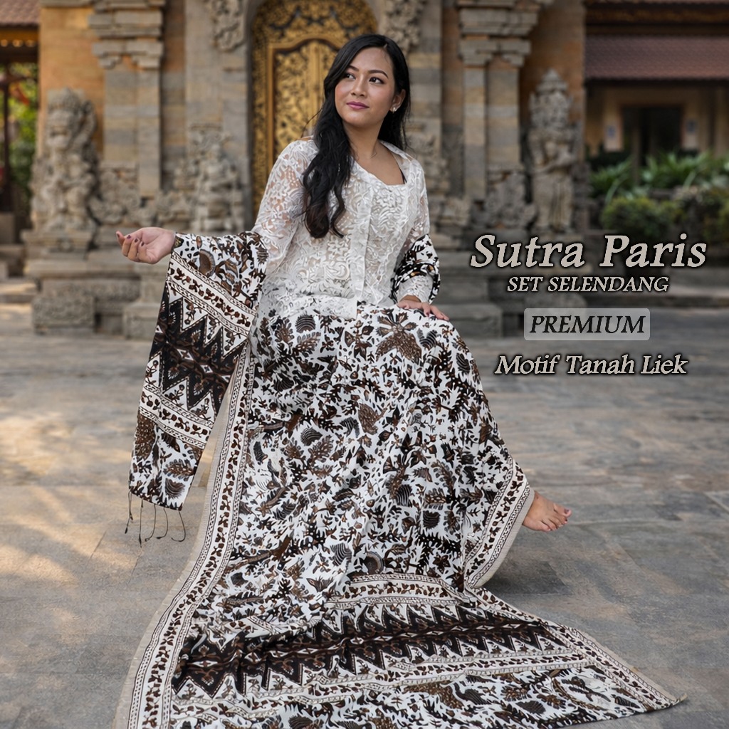 Kain Set Selendang Kamen Motif Batik Tanah Liek Terbaru Bahan adem - Sarung Selendang Bawahan Wanita