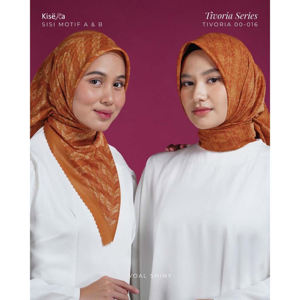 TIVORIA 016 - 38 M | Kerudung Hijab 4 Warna 1 Motif Artificial Texture, Jilbab Praktis Cantik | Voal