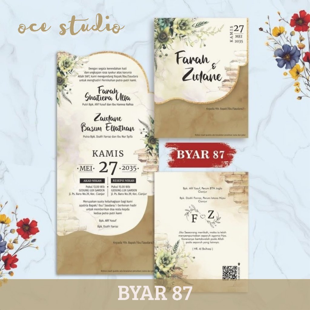 UNDANGAN PERNIKAHAN BYAR 87 EXPRESS BAHAN BC GRAMATUR 150 | CETAK UNDANGAN MURAH NIKAH KHITAN