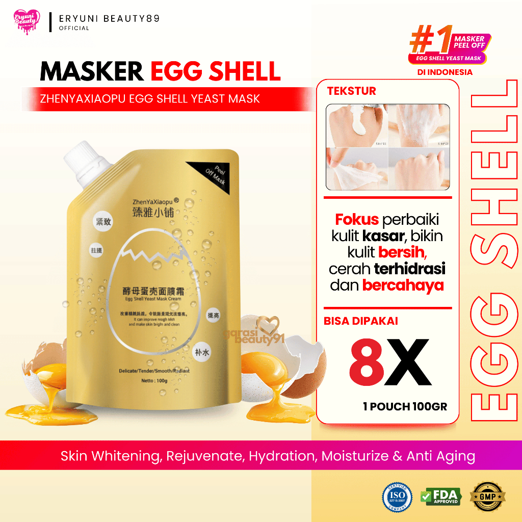 [ EGG SHELL MASK ] Masker Zhenyaxiaopu egg shell yeast mask 100gr anti-aging mengencangkan, mencerah