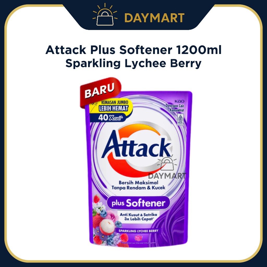 Attack Plus Softener Liquid Sparkling Lychee Berry 1200 ml