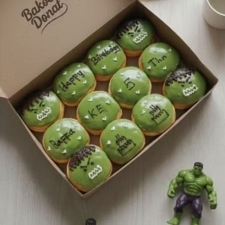 Donat karakter/Donat ultah superhero/ Donat ultah anak laki/kue ultah superhero (bisa request tulisa