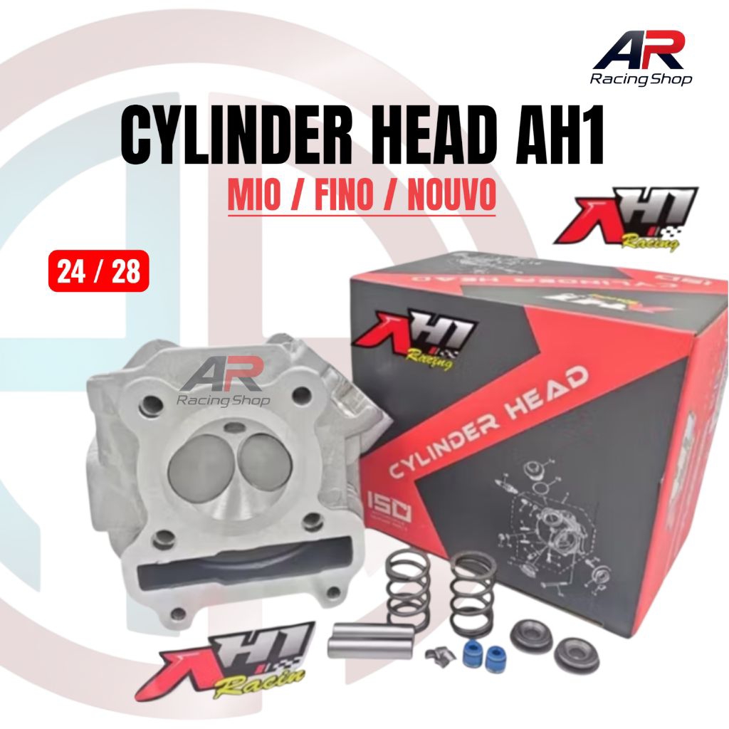 CYLINDER HEAD BLOK AH1 RACING 24/28 MIO SPORTY/SMILE MIO SOUL FINO KARBU NUOVO BLOK HEAD AH1 RACING
