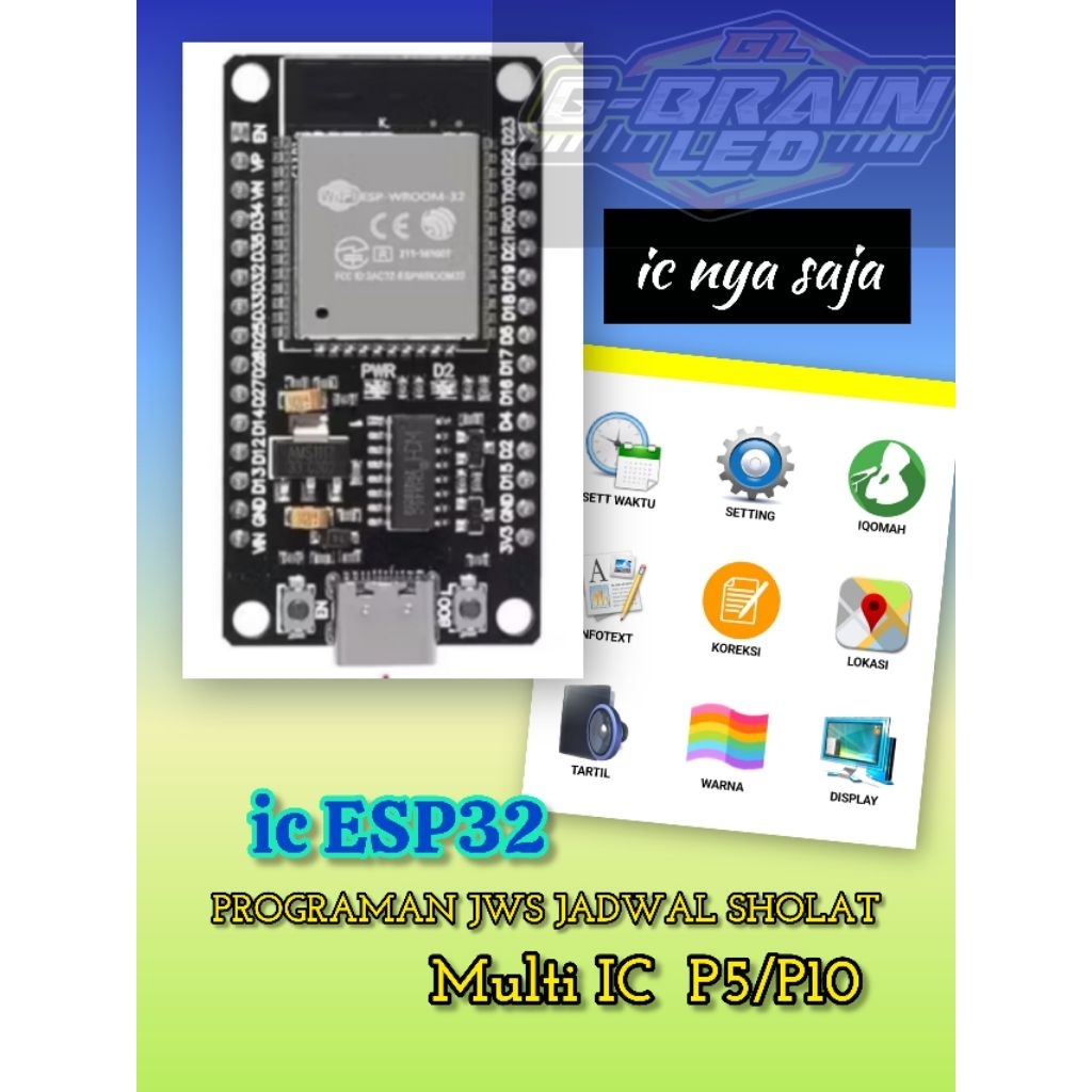 ic esp32 programan jws jam sholat panel p5/p10 multi ic