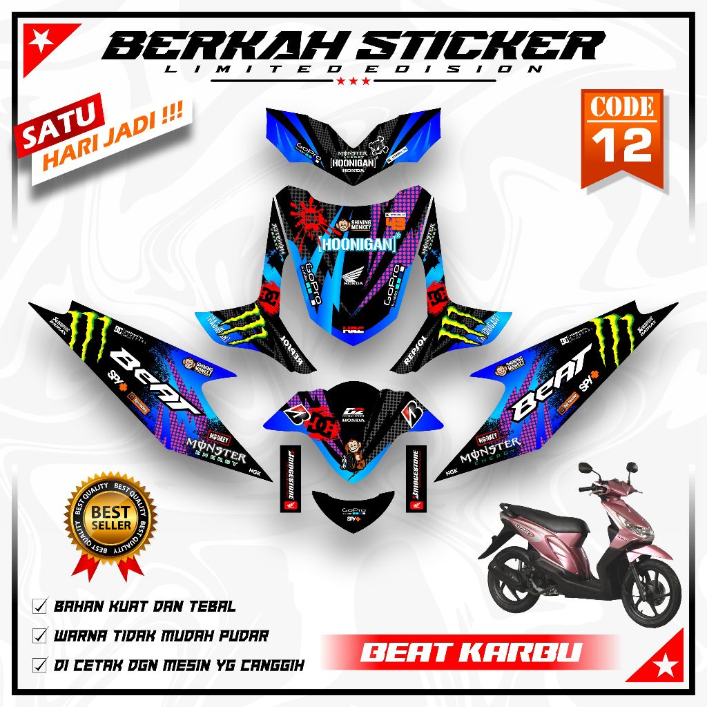 DECAL BEAT KARBU 2008 - 2012 FULLBODY - STIKER BEAT KARBU BAHAN PREMIUM BR.12