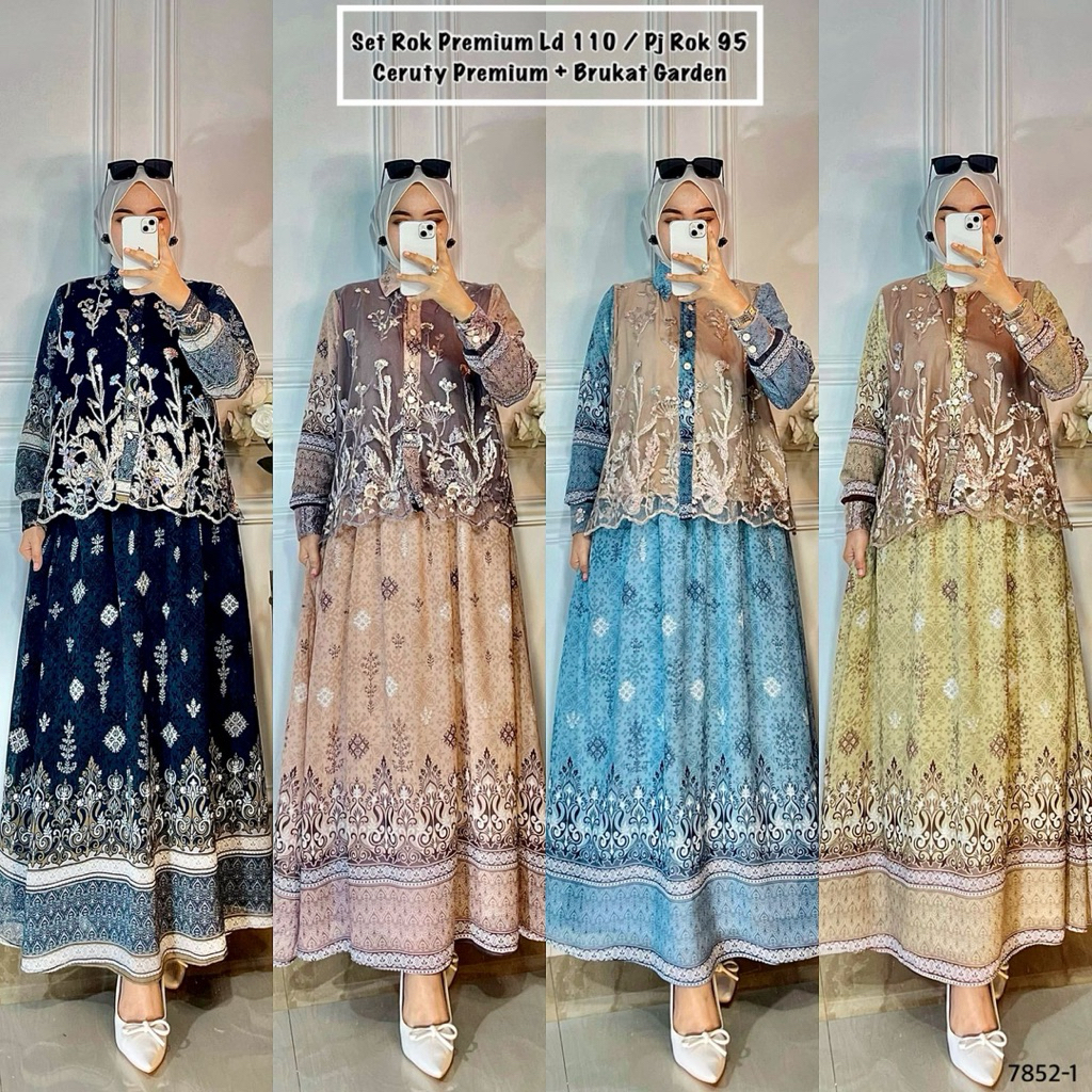 TATAOS BANGKOK BY ZR JISO SET SETELAN BLOUSE & ROK ETNIK TAG LABEL CERUTY MIX LACE BRUKAT IMPORT