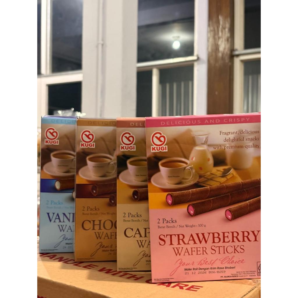 KUGI WAFER STICK 100 GRAM - TERSEDIA 4 VARIAN RASA (STRAWBERRY, CHOCOLATE, VANILA, CAPPUCCINO)