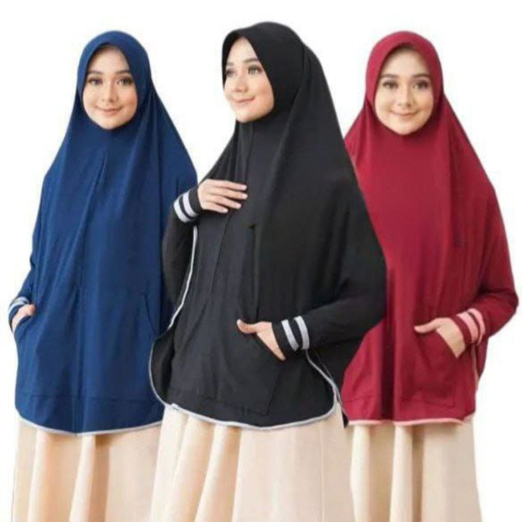 HIJAB INSTAN JERSEY SAKU LIST TERMURAH HIJAB LENGAN PANJANG MUSLIM JILBAB LENGAN SAKU LANGSUNG PAKAI