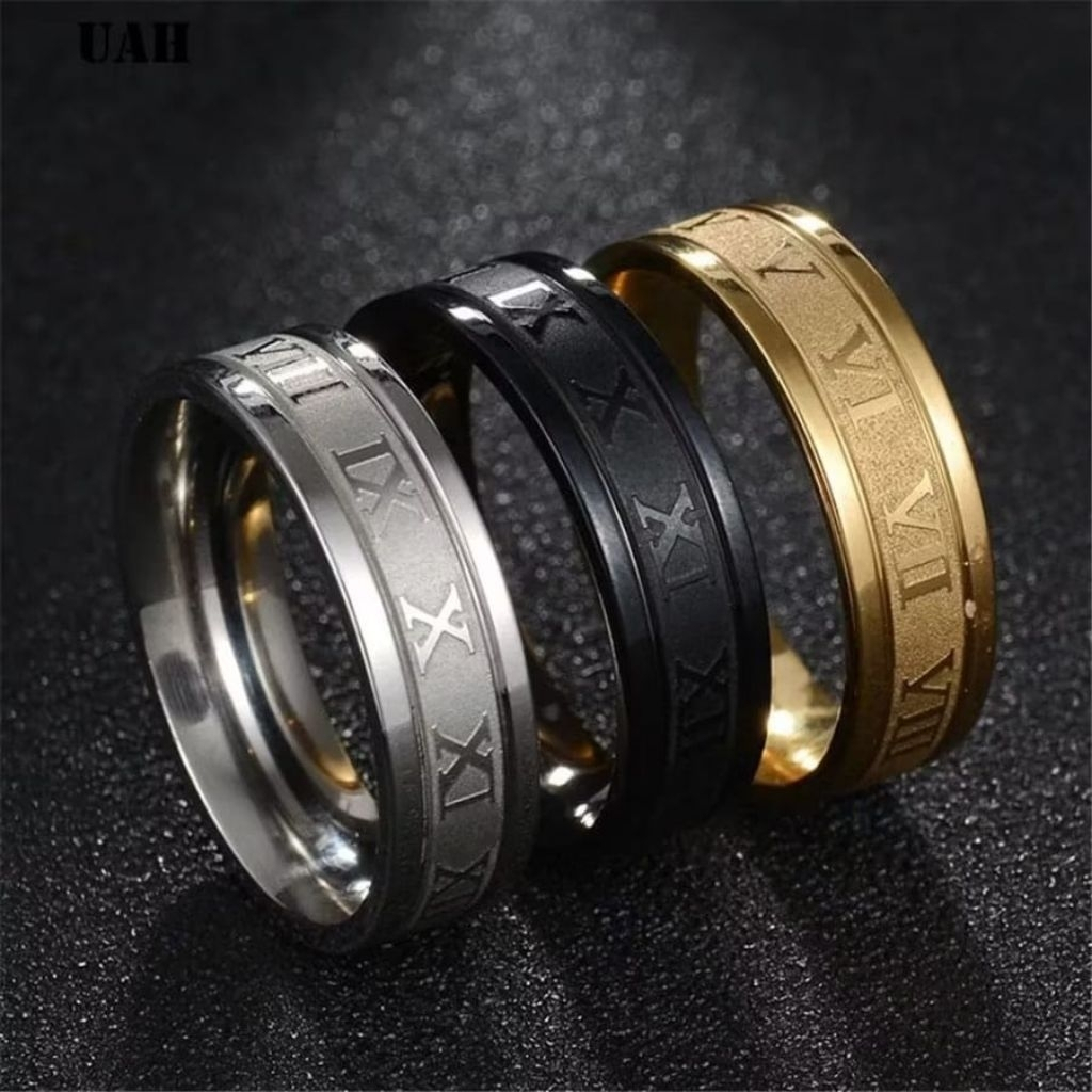 Cincin Angka Romawi Pria Titanium Original - Cincin Pria Angka Romawi titanium Kekinian