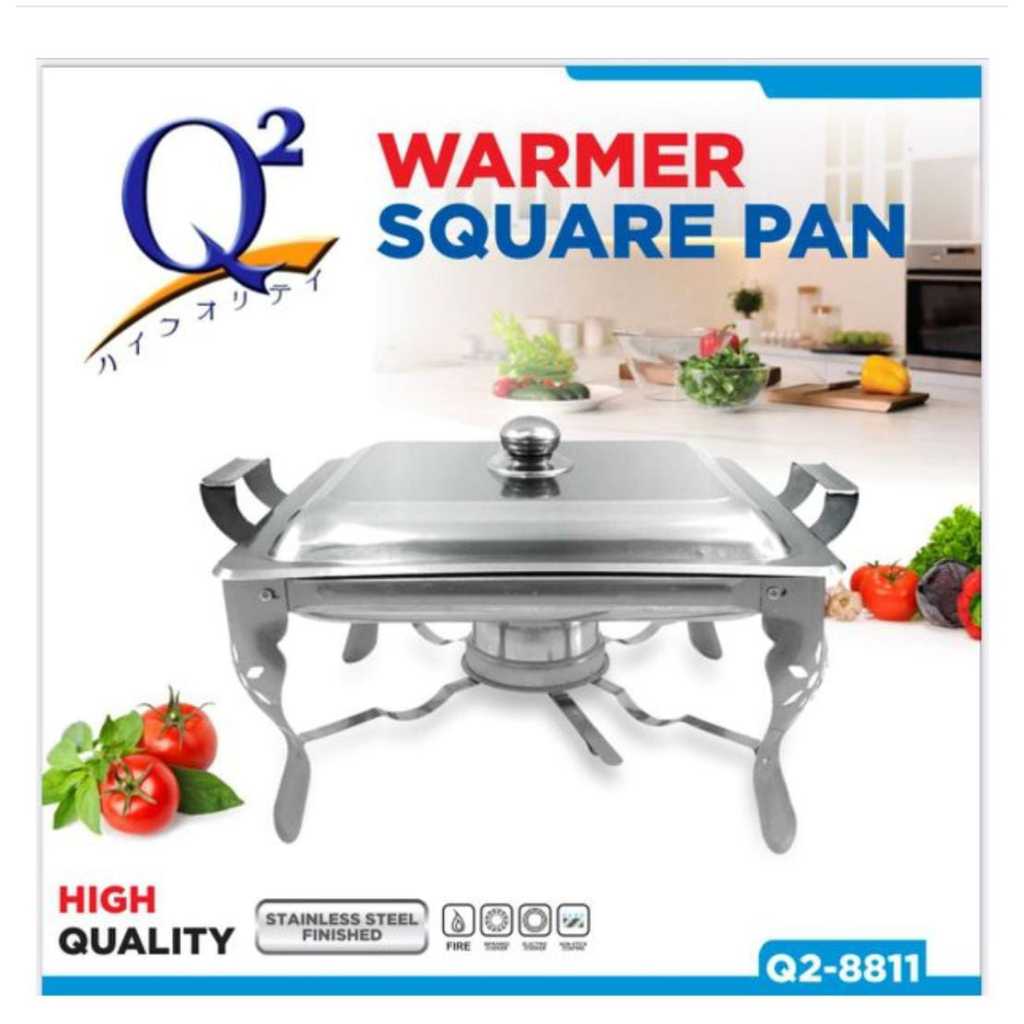 Q2 Warmer Square Pan Q2-8811 / Prasmanan Segi Stainless Serbaguna (Barang Belum Dirakit)