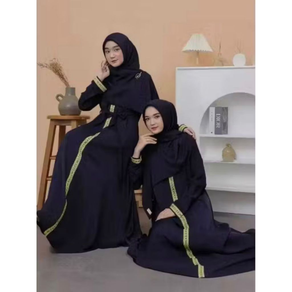 (PROMO) Gamis Abaya Hitam Bordir Katun Elegan Gamis Arabic Madina