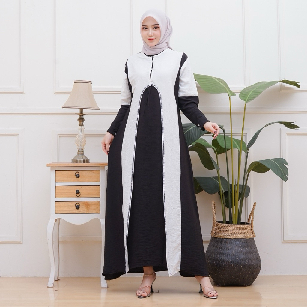 Hafsha Abaya Simple dan Mewah / Gamis Abaya Wanita Muslimah / Baju Muslim Elegan