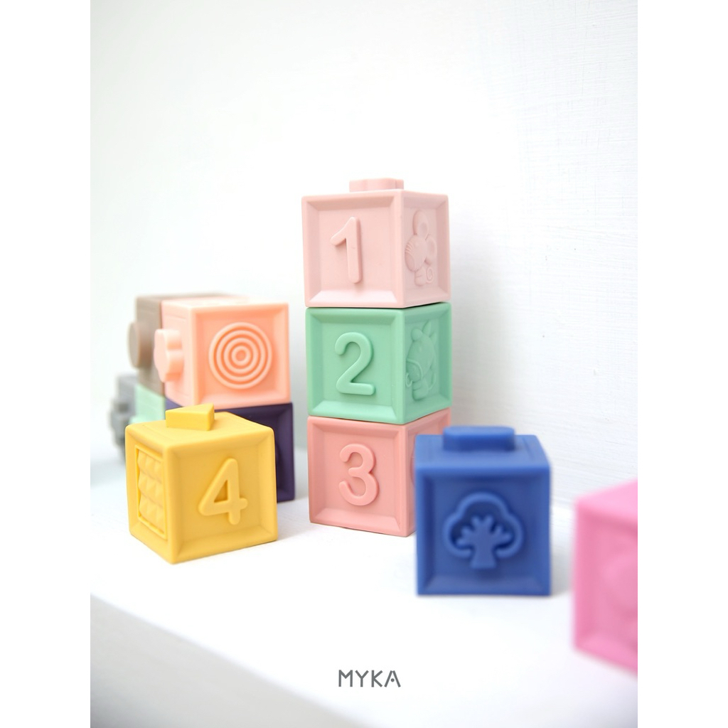 NEW Silicon stacking Cube MYKA kids - Mainan edukasi anak tumpuk silicon