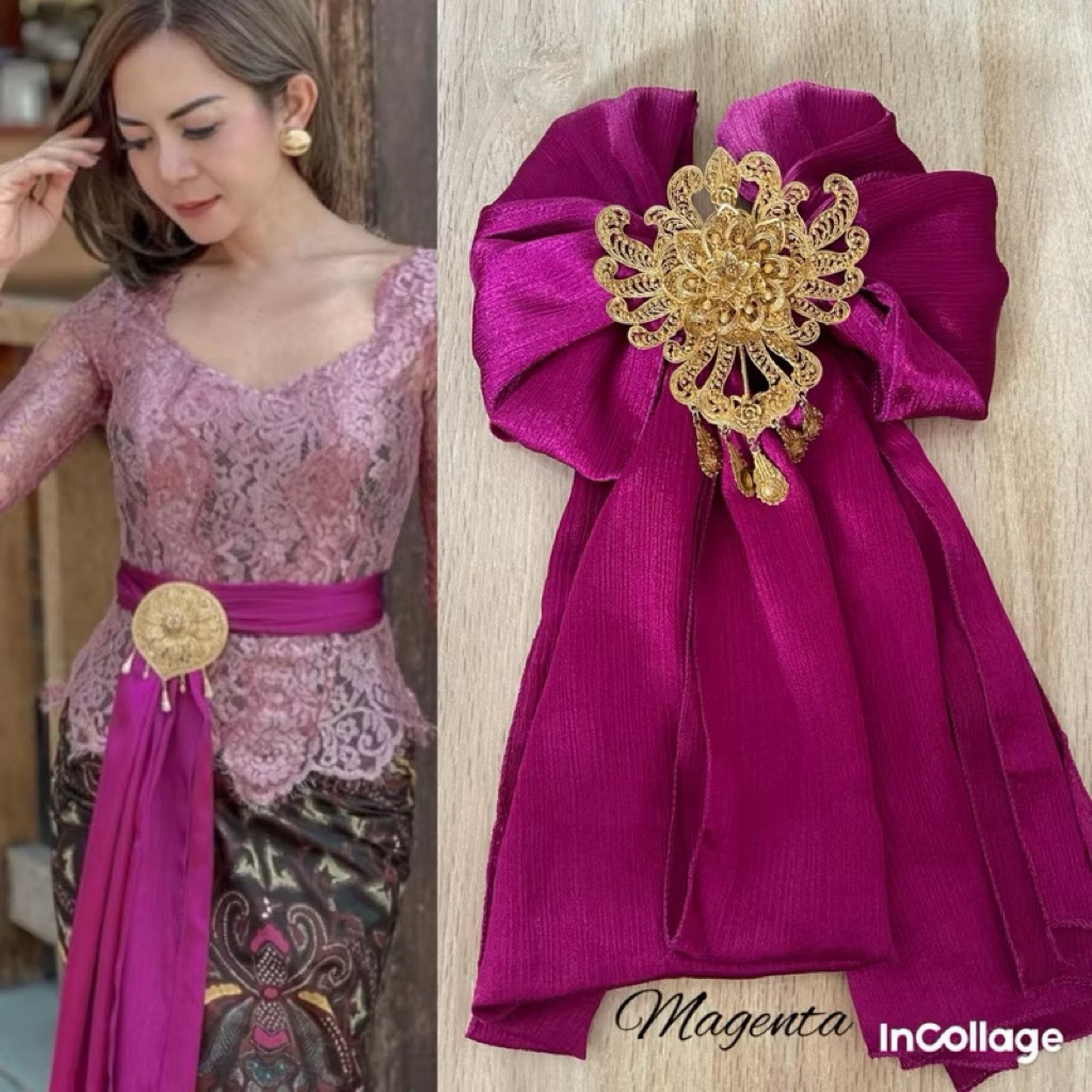 ( Tidak Termasuk Bros ) Selendang Kebaya Silky Cradenza | Selendang Satin Cradenza | Selendang Kebay