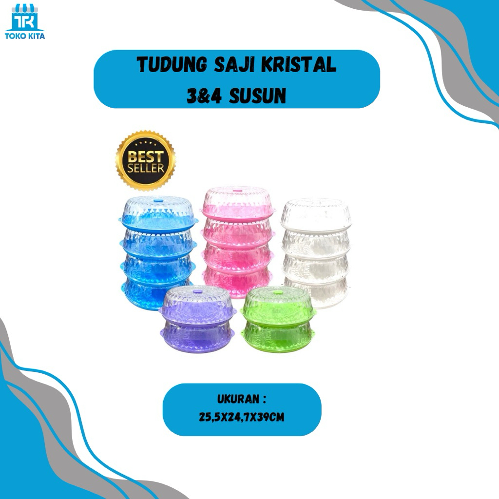 Tudung Saji Kristal 4 Susun | Tudung Saji Kristal Modern Susun | Vacuum Food Cover | Kualitas Bebas 