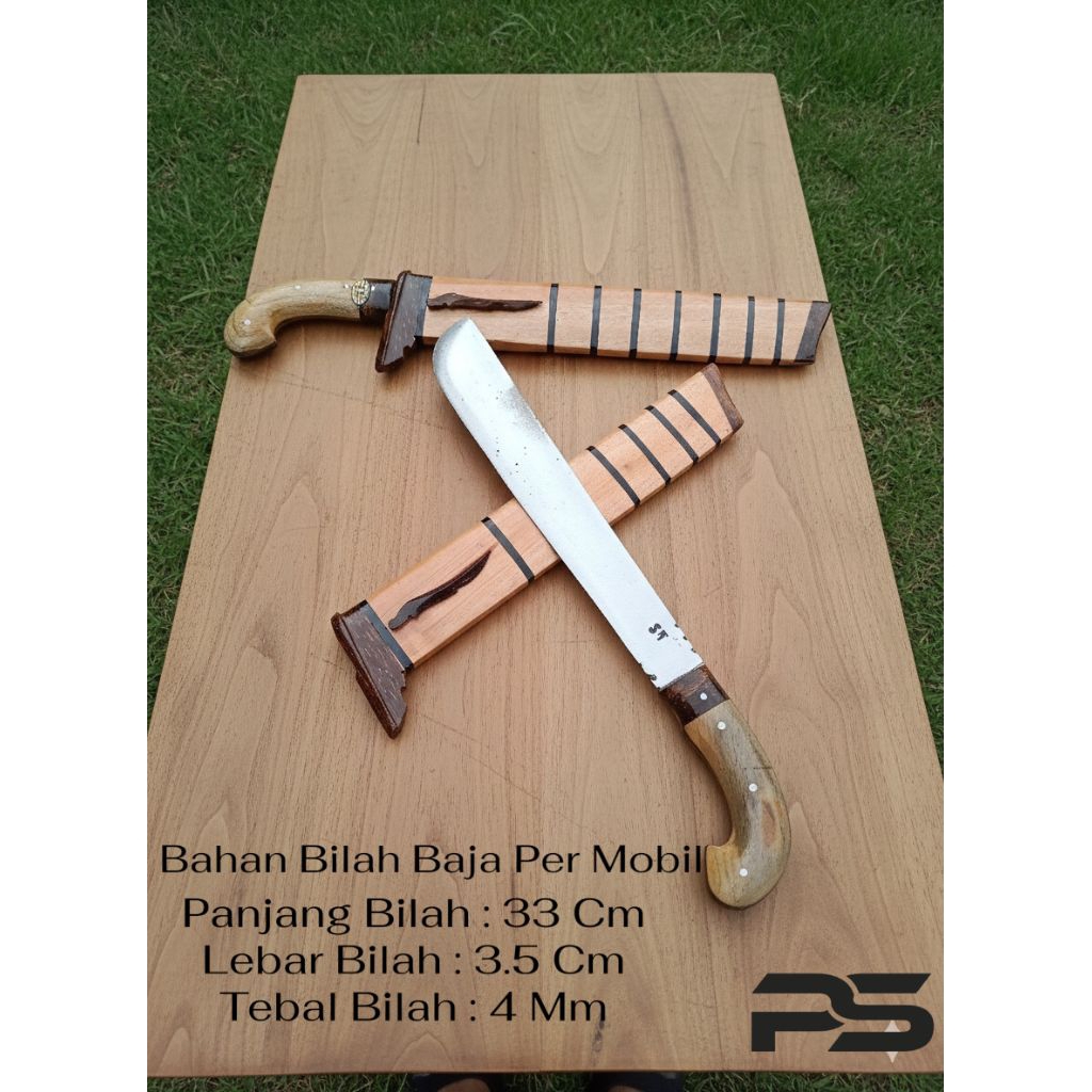 Golok Simpay Jati Fulltang Di Pin Baja Per Mobil - Golok Kebun Multifungsi Berkualitas