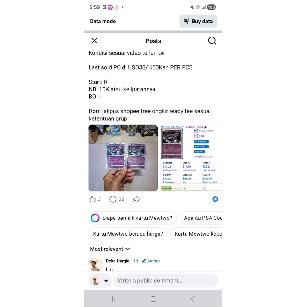 mewtwo KFC 2x pesanan pokemon tcg