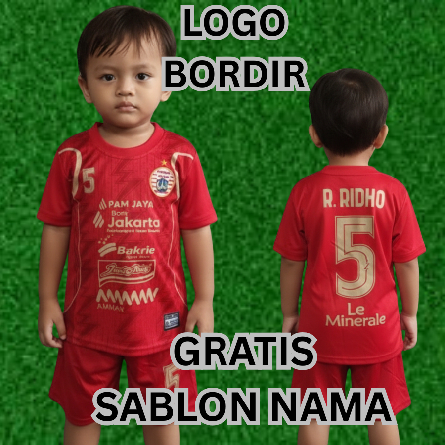 setelan baju kaos bola persija jakarta baju bola anak size 1-12thn