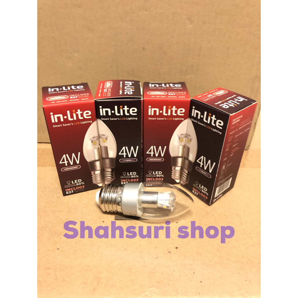Lampu jantung hias lilin candle inlite in-lite led E14 E27 KUNING PUTIH