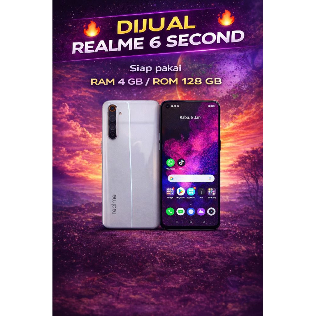 realme 6 ram 4/128 second ori siap pakai