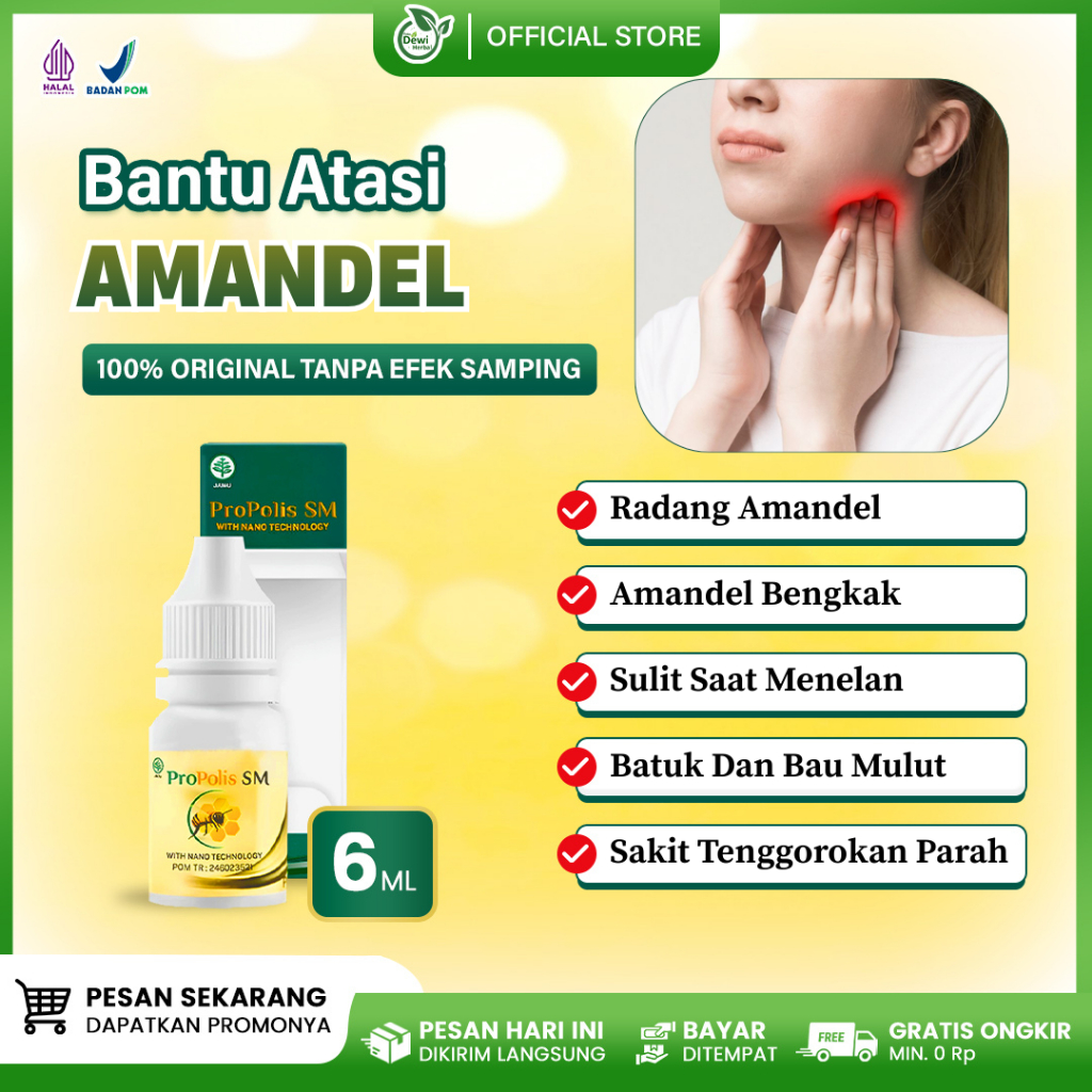 Propolis SM - Obat Herbal Radang Amandel Bengkak Tonsilitis Sakit Tenggorokan Parah Sulit Menelan Ba