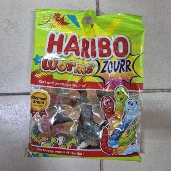 Haribo Worms Zourr Gummy Candy Permen Jeli Import 160gr